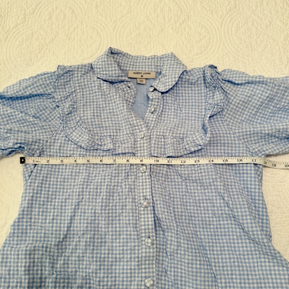 Sandy Liang x Target Blue Gingham 3/4-Sleeve Mini Dress – Size XXS - Picture 8 of 9